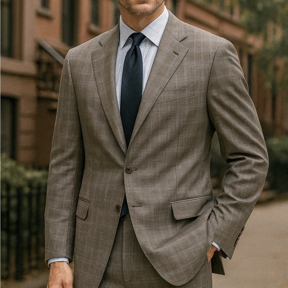 Samuelsohn x Loro Piana Super 150s Wool Blazer 44L Gray Plaid Italy - Picture 1 of 15